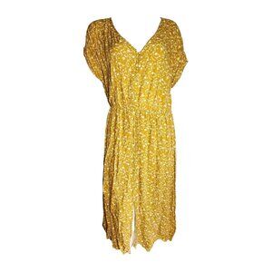 Studio B by Bobeau Dress Womens Size XL Yellow White Floral Pullover Maxi